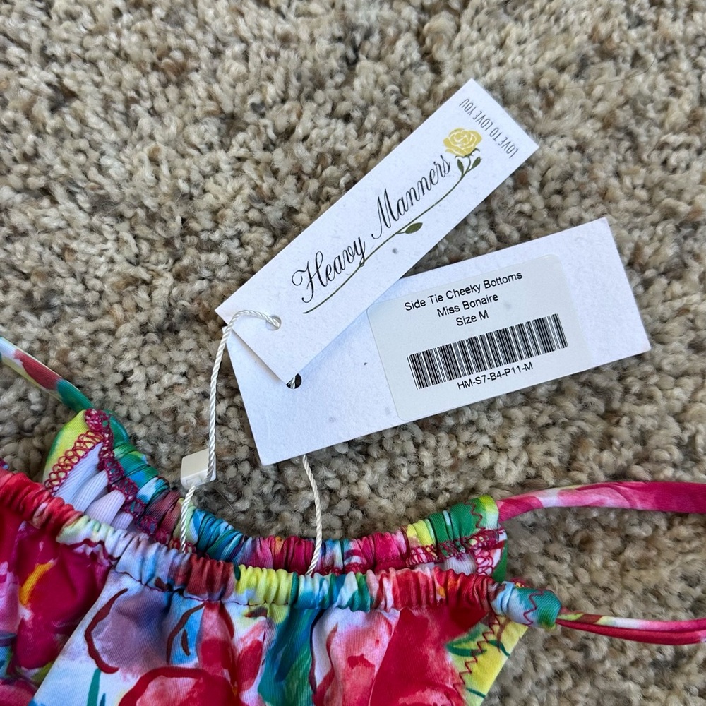 Heavy Manners Miss Bonaire Side Tie Cheeky Bottoms Size Medium NEW WITH TAGS